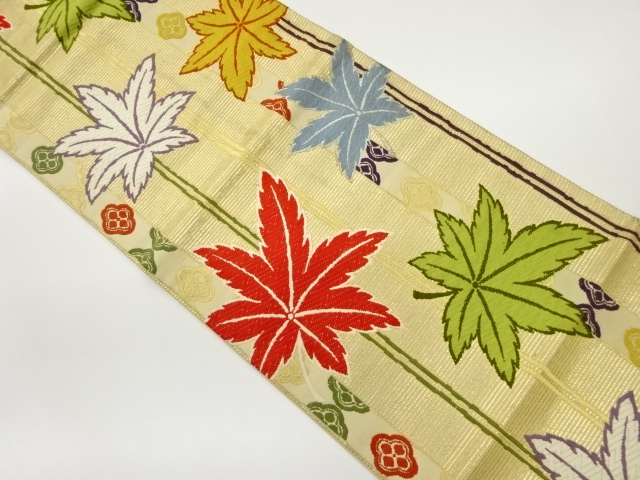 JAPANESE HIRAKI NAGOYA OBI / WOVEN MAPLE LEAVES